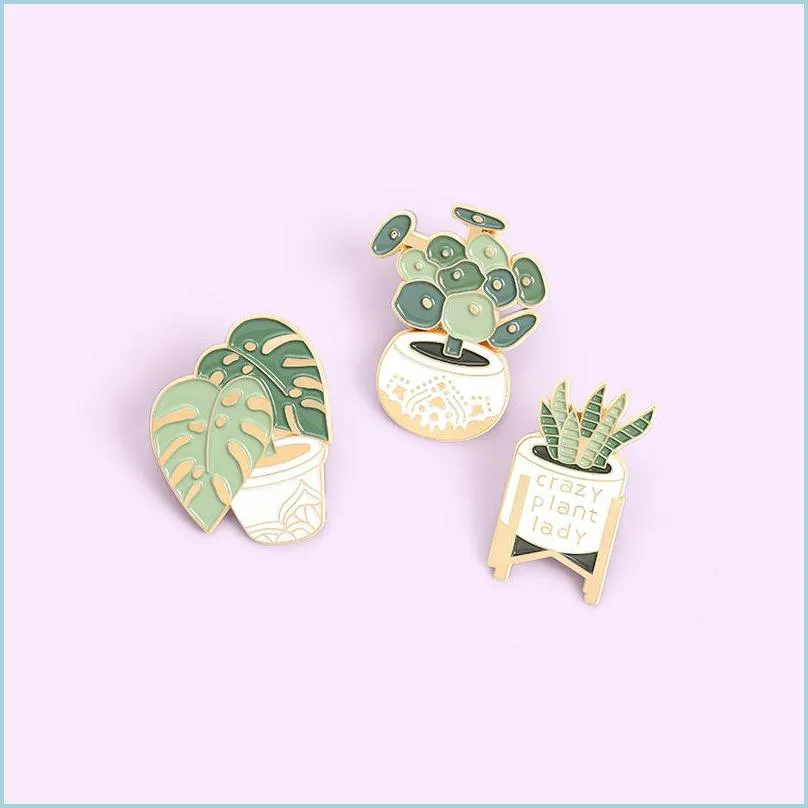 Pins Brooches I Love Plant Enamel Pins Custom Sansevieria Monstera Brooches Bag Clothes Lapel Pin Potted Badge Jewelry Gift For Fri Dhre8