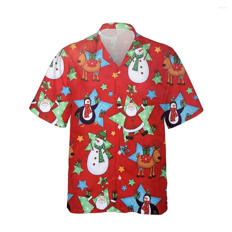 Camicie casual da uomo Jumeast 3d Retro Christmas stampato camicia hawaiana Babbo Natale moda uomo manica corta per uomo camicette alla moda