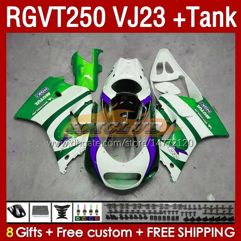 Tank Fairings-kit voor Suzuki RGVT250 RGV-250CC SAPC 1997-1998 BODYS 161NO.138 RGV-250 RGV250 VJ23 RGVT-250 1997 1998 1998 RGVT RGV 250CC 250 CC 97 98 ABS GROEN VOORBEELDEN VOORBEELDING