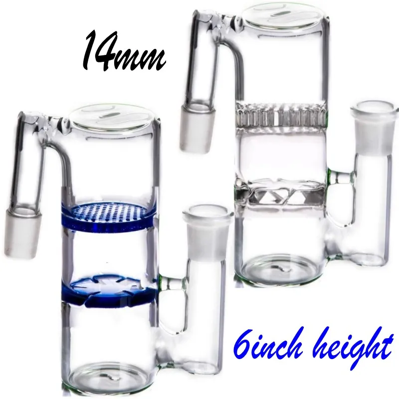 Glasschüssel, Aschefänger und Bubbler, Rauchpfeifen und superleicht zu reinigen, Recycler, Dab-Rig, Wasserzirkulation, 18 mm, Ölbrenner 14 mm