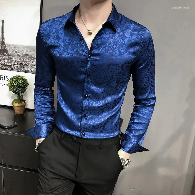 Camisas de vestir para hombres Estilo brit nico Impresi n digital Camisa de caballeros de negocios Ropa para hombres 2022 Ropa formal de manga larga
