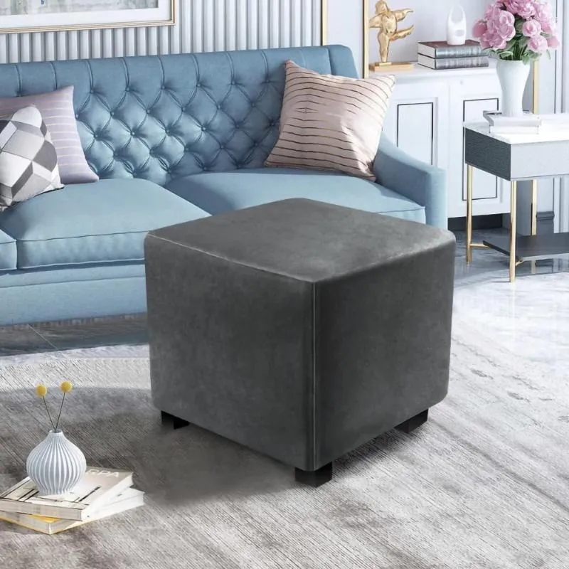 Stol täcker all-inclusive Ottoman Cover Velvet Thicken Elastic Flexible Foot Pall Square Dust-Washable för rum