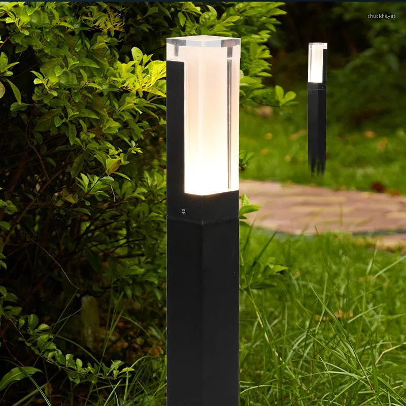 Jardin Pelouse Lampe Simple Moderne En Aluminium Extérieur Étanche Allée Cour Villa Paysage Pilier AC85-265V