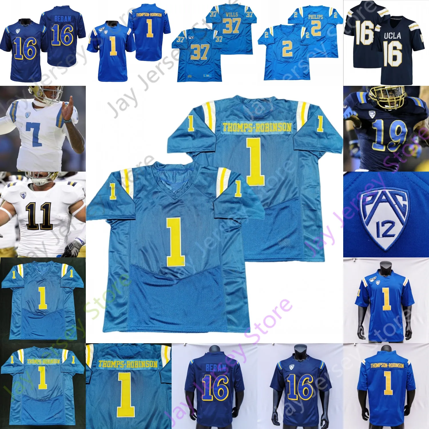 UCLA Bruins Football Jersey NCAA College Men's Ed Navy Blue