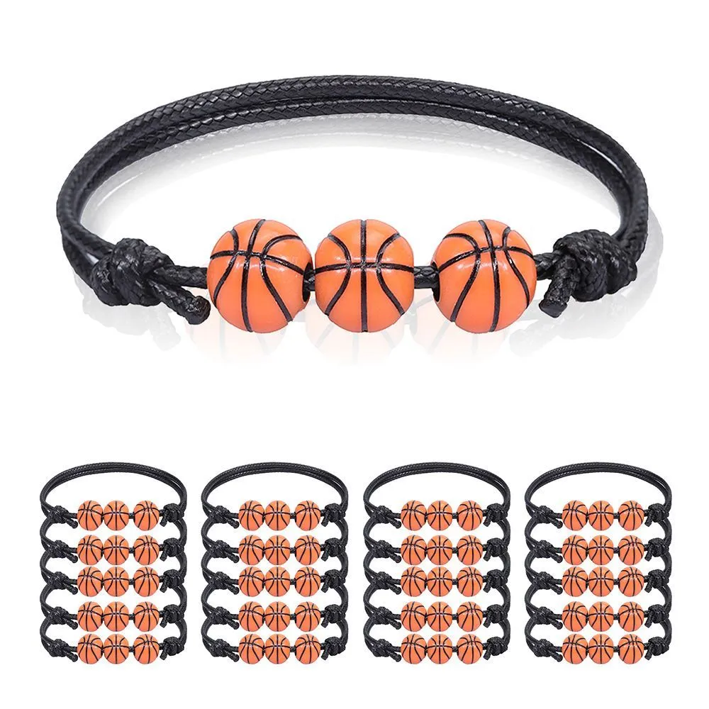 Sports Wrist Bands With Ball Pendants Adjustable Leather Rope Charm ...