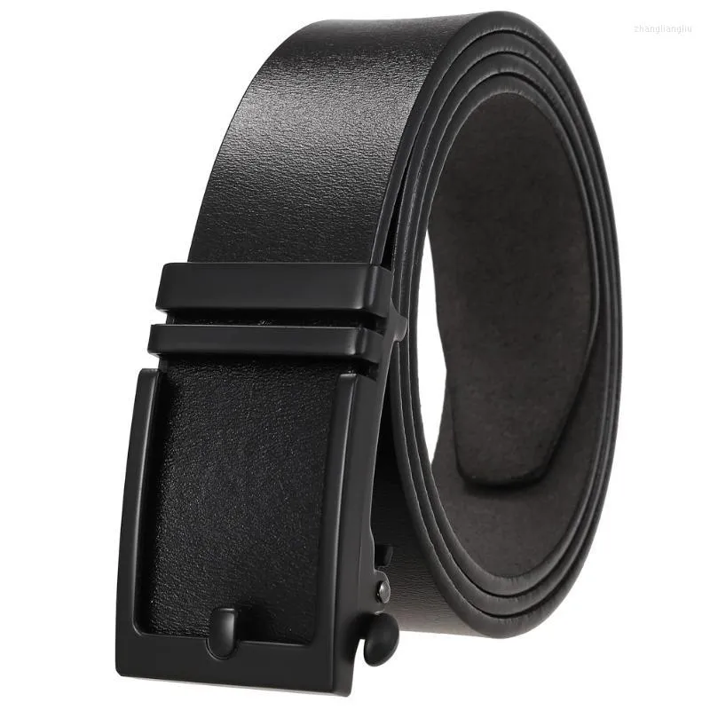 Belts Men's Leather Belt Business Formal Real Cowhide Ratchet High Quality Metal Automatic Buckle For ManBelts