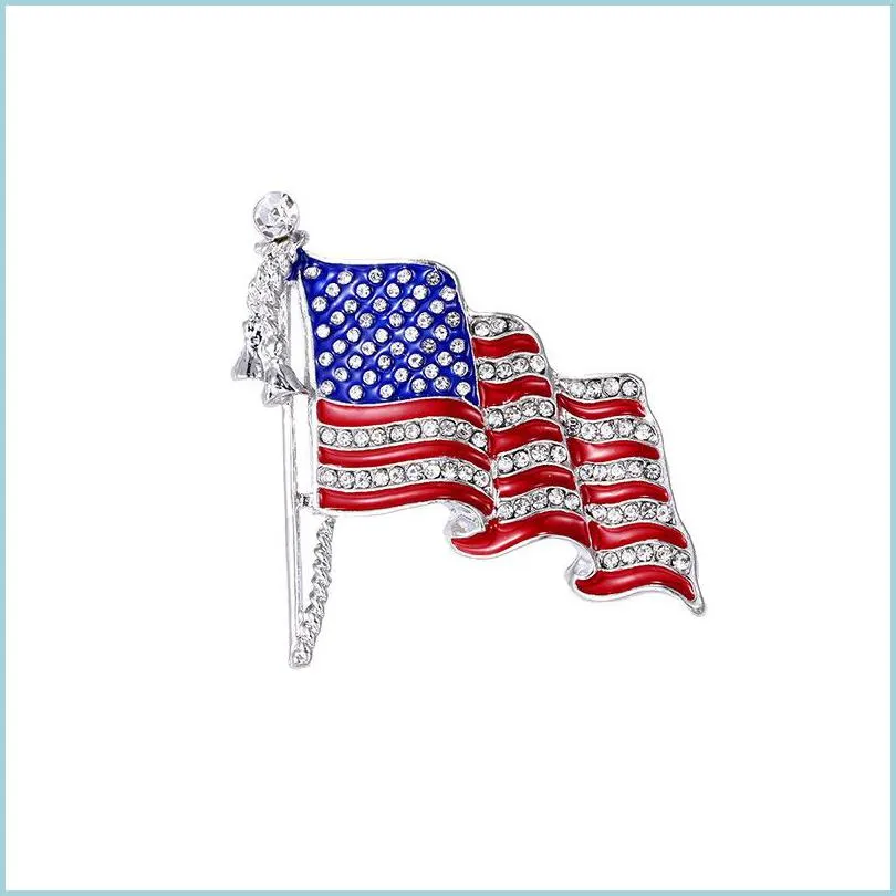 Pimler broşlar moda kristal el yapımı broşlar Amerika Birleşik Devletleri bayrak yaka pimleri benzersiz rhinestone mücevher hediye damla teslimat 2022 dhyuq