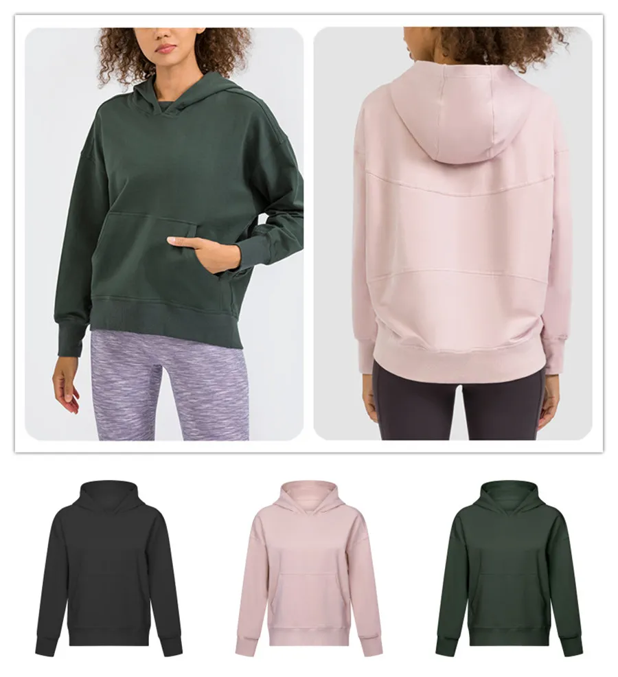 ll womens yoga Hoodies衣装服の長袖のスウェットシャツレディルーズルーズパーカースポーツフード付きセーター冬のフィットネスシャツのトップス