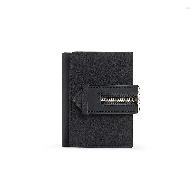 Wallets Women Short Fashion Solid Color Hasp Card Holder Female Tri-fold Zipper Coin Purses Ladies Belt Small Clutch Money Clip