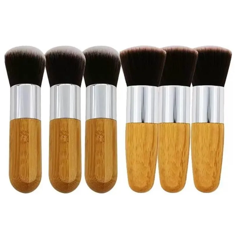 Professionell Bambu Foundation Brush Hush￥llning Pulver Concealer Liquid Angled Flat Top Base Cosmetics FY5572 Partihandel