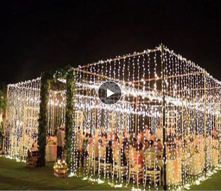 Guirlande lumineuse LED d'extérieur, décorations de noël, pour jardin, maison, rideau de mariage, lampadaires 6x 3/3x 3/3x1m