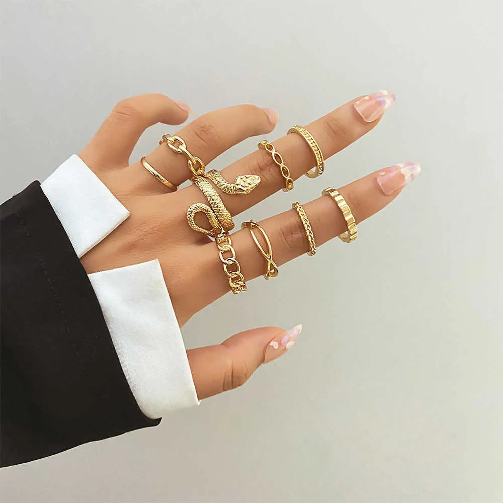 Cluster Rings KISSWIFE Hiphop Gold Color Chain Rings Set For Women Girls  Punk Geometric Simple Finger Rings 2022 Fashion Jewelry Party Gifts L221011  From 8,43 €