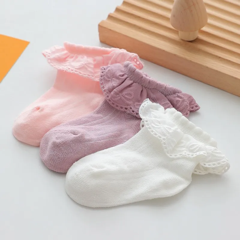 Infantile Enfants Fille Coton Rose Chaussettes Bébé À Volants Dentelle  Chaussettes Vintage Couleur Enfants Princesse Doux Respirant Cheville  Chaussettes Pour Lautomne Du 1,49 €