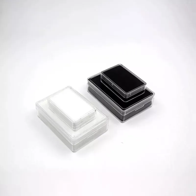 Clear Acrylic loose stone display box jar square shape gem display boxes with Sponge White and Black