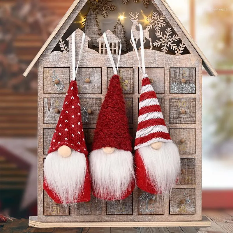 Décorations de noël 2022 Navidad Gnome Santa tricoté en peluche arbre de noël ornement accrocher pendentif sans visage belle poupée année décor à la maison