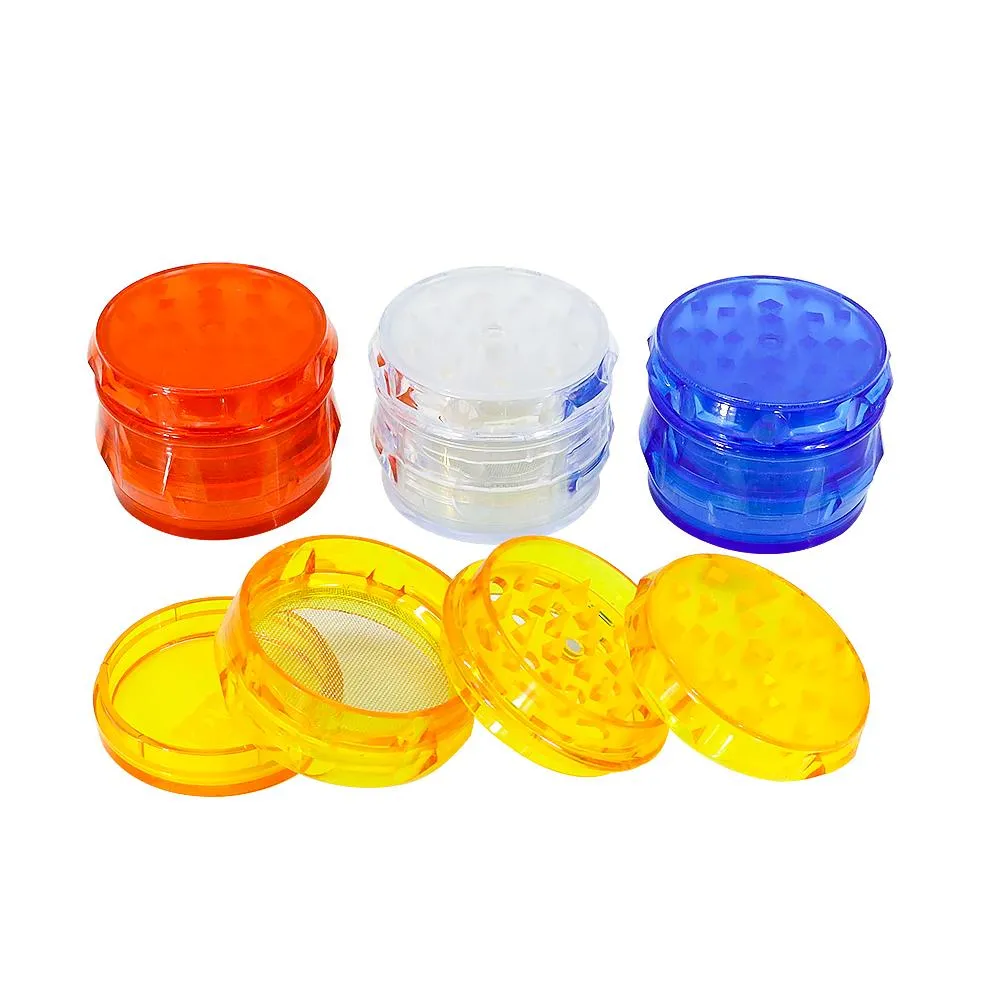 Sigaretten tabak rokende kruidmolendiameter 4 lagen 44/55/60 mm heldere kleur plastic haaien tanden droge muller rook accessoires kleuren bong