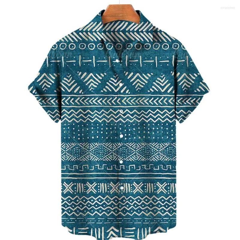 メンズカジュアルシャツファブリック3Dビーチハワイ2022夏のメンズシャツ短袖ストリートウェア特大