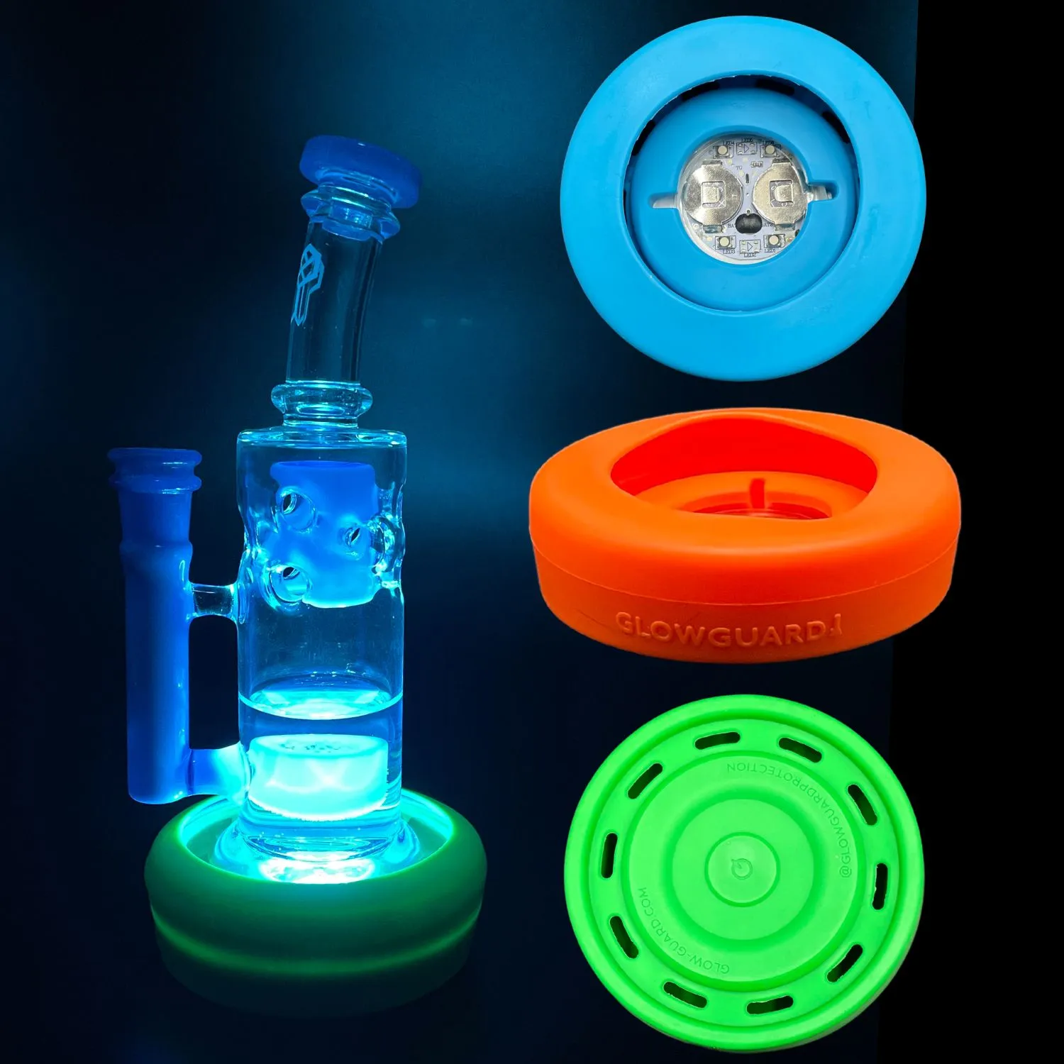 LED LED Silicone Base para p￡ra -choques para copo de tubo reto Bonga Hookah Glass Tubo pequeno