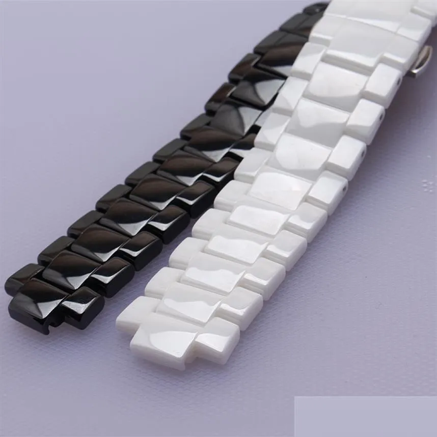 Bracelets de montre Extrémités convexes Bracelets de montre Noir Blanc Céramique Fit Ar 1421 1426 Bracelets de montre-bracelet 22Mm Cosse 11Mm Mode Hommes Accessoires 19M Otmi0