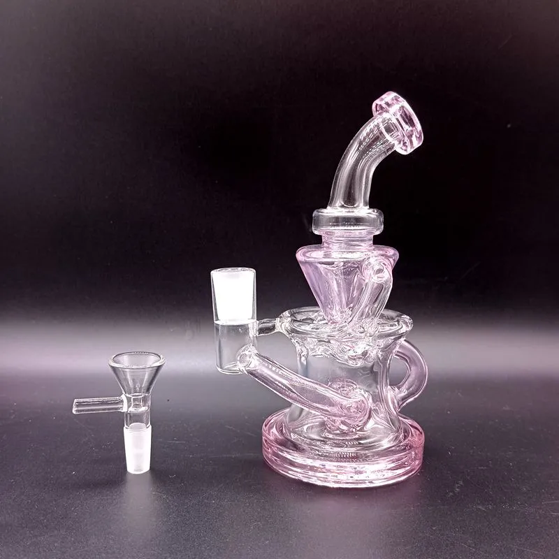 Bang en verre rose narguilés Mini Oil Dab Rigs Pipes Dry Herb 14mm Joint Heady Bubbler pour fumer