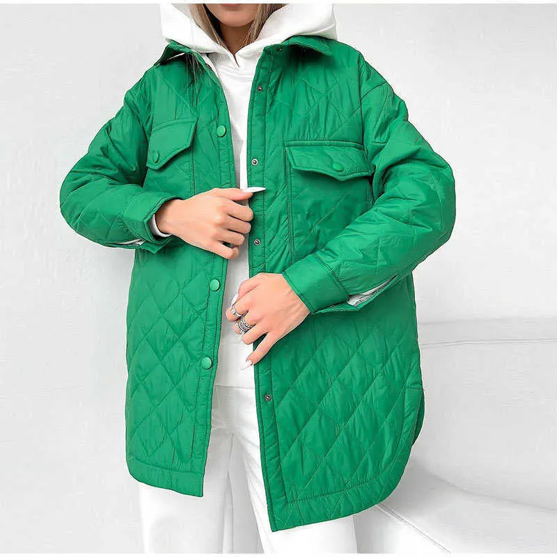 Women's Down Parkas Jocoo Jolee Women's Winter Jacket med Belt Green Overdimensionerad Parka Long Loose Wime Casual Quilted Coat Vintage 2022 Chic Outwear T221011