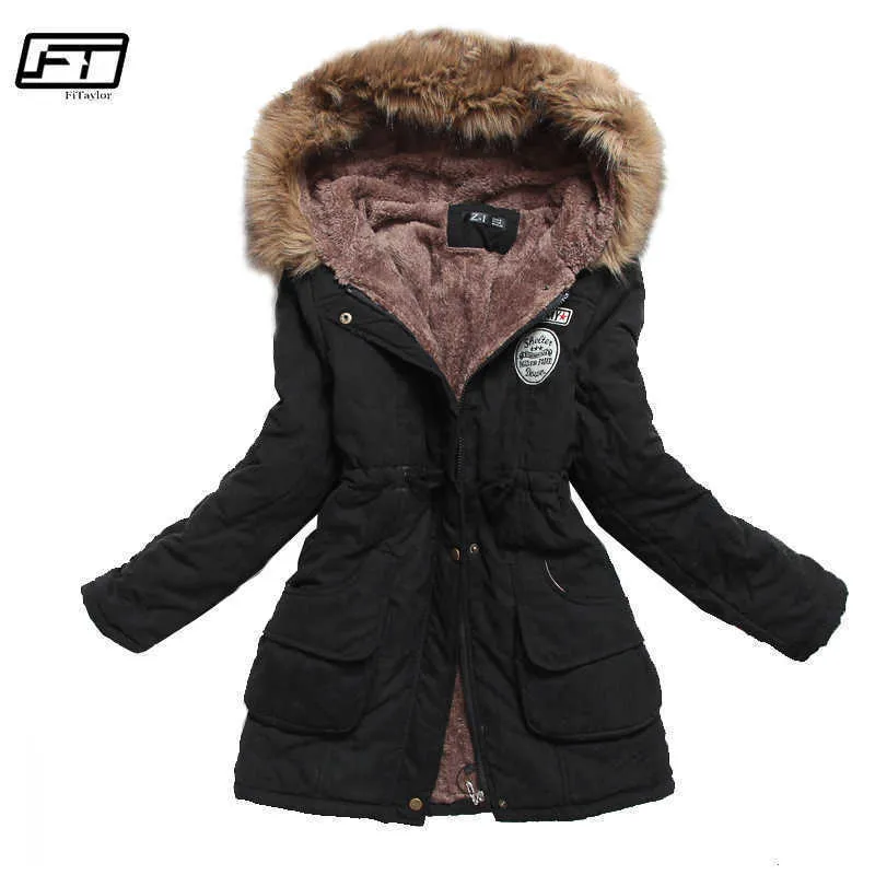 Damskie Parkas Zqlz Spring Autumn Winter Jacket Women 2022 Grube ciepłe z kapturem MuJer bawełniany płaszcz 3xl Casual Slim Orience Kobieta T221011