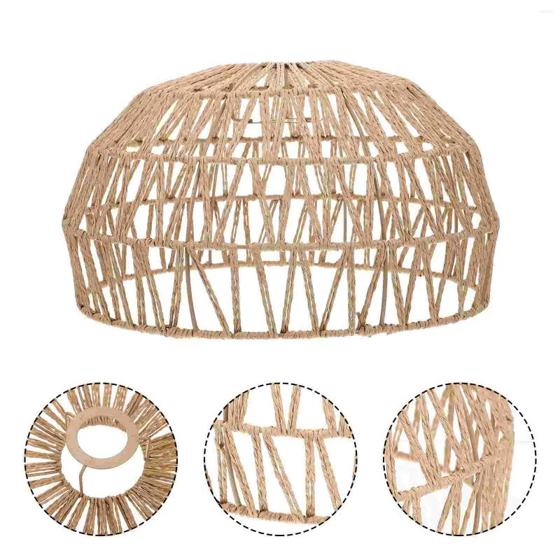 Hängelampen, Lampenschirm, Lampenschirm, Abdeckung aus gewebtem Korbgeflecht, rustikaler Hängeschutz, Bauernhaus-Rattan-Befestigung, Deckenschirme