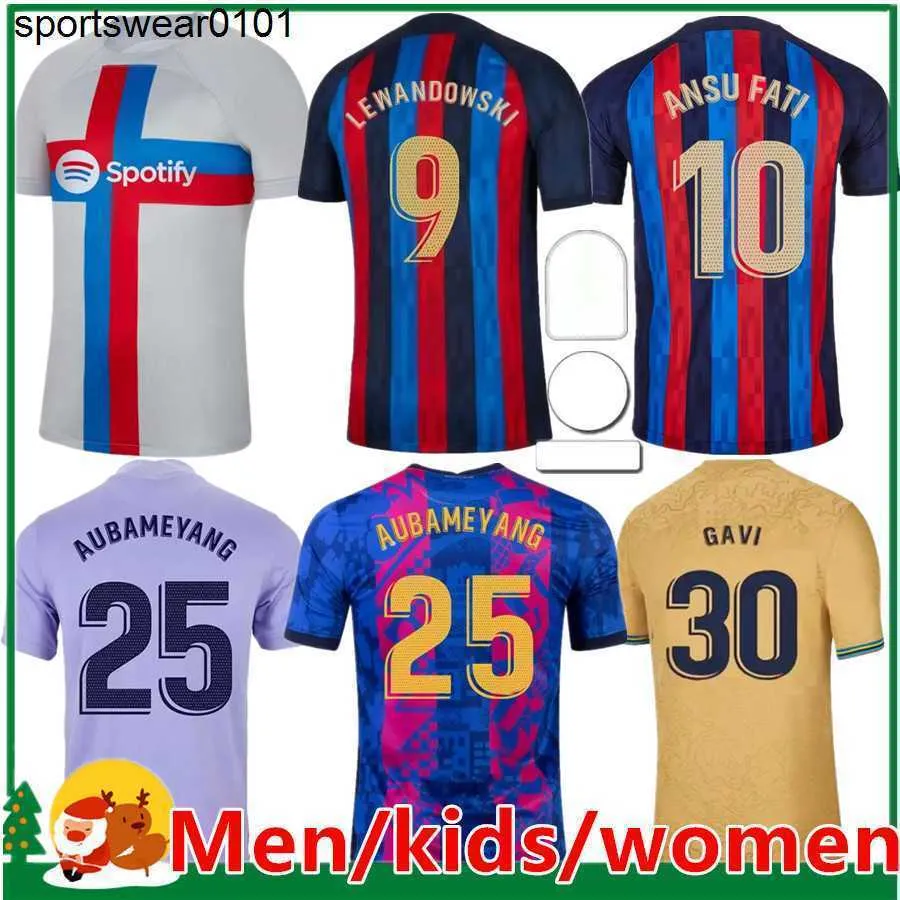 22 23 Lewandowski Ansu Fati Soccer Jersey Memphis Pedri Ferran 2022 2023 Adama F de Jong Dest Shirt Barcelonas Kids Kit Männer Frauen Long
