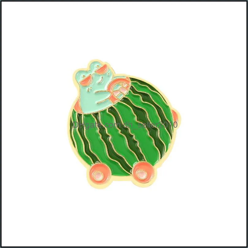 Piny broszki spersonalizowane owoce emaliowane pin Creative Cartoon Frog Fruits Wart