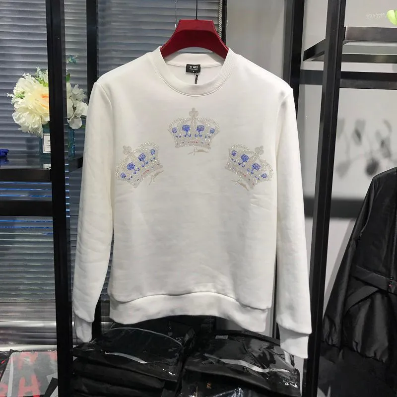 Erkek Hoodies Crown Diamond Erkek Hoody Sweatshirt Son Koreli Kış Çift Kıyafet Yüksek Kaliteli Erkekler Artı Kadife Kalınlama