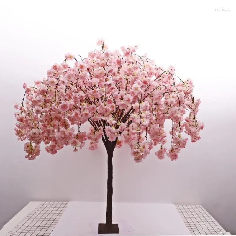 Decorative Flowers 1.3m/ 51in Artificial Cherry Tree Silk Cloth Simulation Plant Christmas El Party Wedding Festival Stage Outdoor Garden