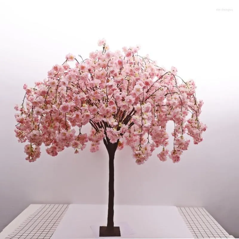 Flores decorativas 1.3m/ 51 in Artificial Cherry Tree Silk Ploth Simulation Plant Christmas El Party Wedding Festival Stage Garden Outdoor Garden