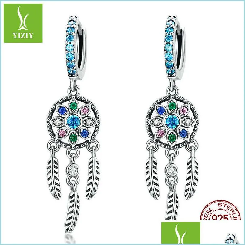 Lampadario ciondola Lampadario ciondola Boemia Dream Catcher Orecchini pendenti pendenti per le donne Boho Style 925 Sterling Sier Fashion Jew Dhjnu