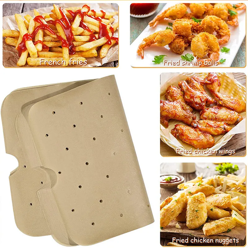 200pcs/lote 29.5x19.3cm Air Fryer Baking Paper Liner Liner Ferramentas de cozinha de cozinha Bandeja descartável para Ninja Foodi Smart LX5185