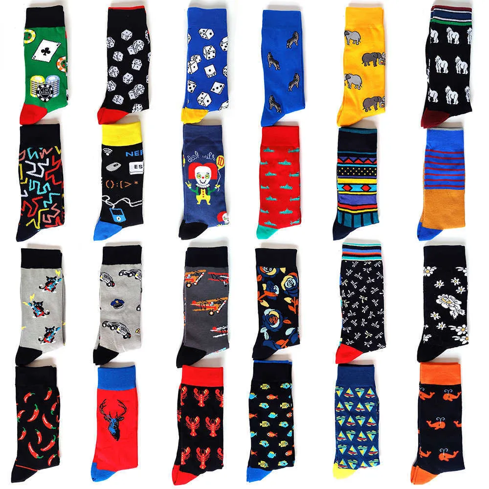 Chaussettes pour hommes 2022 Hommes Série CottonTube Chaussettes Funny Happy Personality Daily Skateboard Cartoon Fruits Chaussettes longues pour hommes Plus Sizes T221011