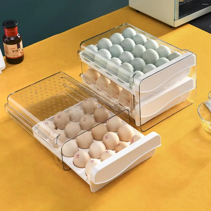 Opslagflessen ei lade voor koelkastkast stapelbaar 20 rooster eieren dienblad met deksel upgrade grote capaciteit huishoudelijke pantry