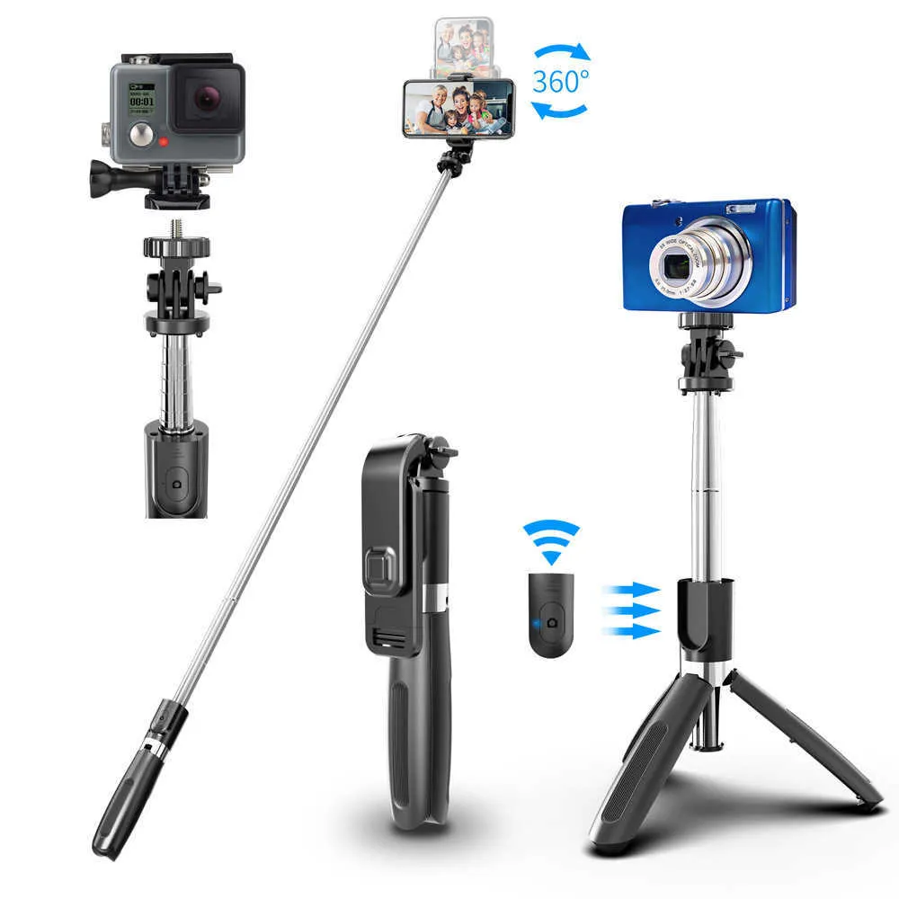 セルフィーモノポッドスマート携帯電話用ユニバーサルBluetooth Selfie Stick Tripod Gopro Sports Action Video Cameras Selfie Shutter 100cm Monopod T221012