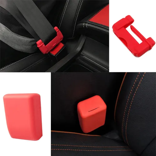 Silicone Anti-Scratch Car Seat Belt Backpack Strap Clips Protector - Universal Interior Button Case For Auto Safety Decor