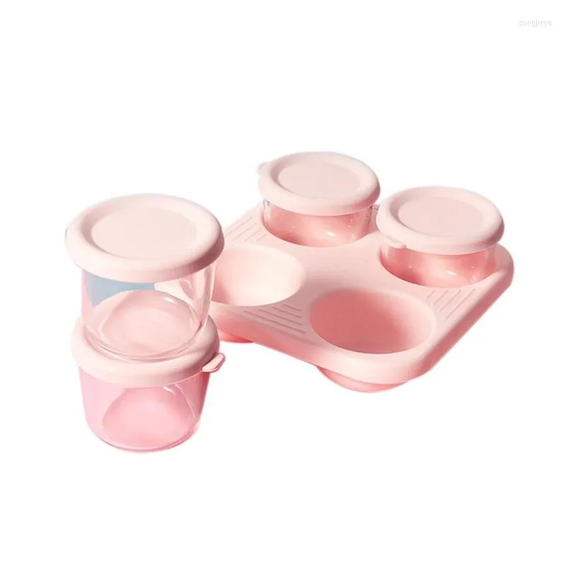 Storage Bottles 4Pcs 2Oz Baby Infant Glass Breast Milk Freezer Microwave Complementary Food Containers Fruit Snack Box Kids