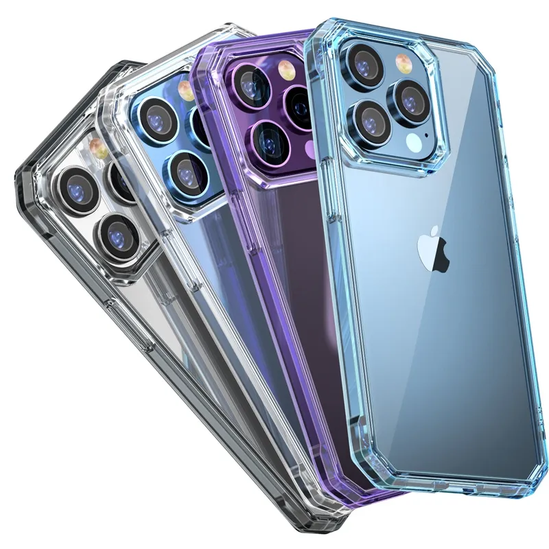 2022 NOVOS CASOS DE PROJETO TPU resistente a PC TPU Four Canto à prova de choque para iPhone 14 Pro Max 13 Plus 12 Fundas Limpa de telefone transparente