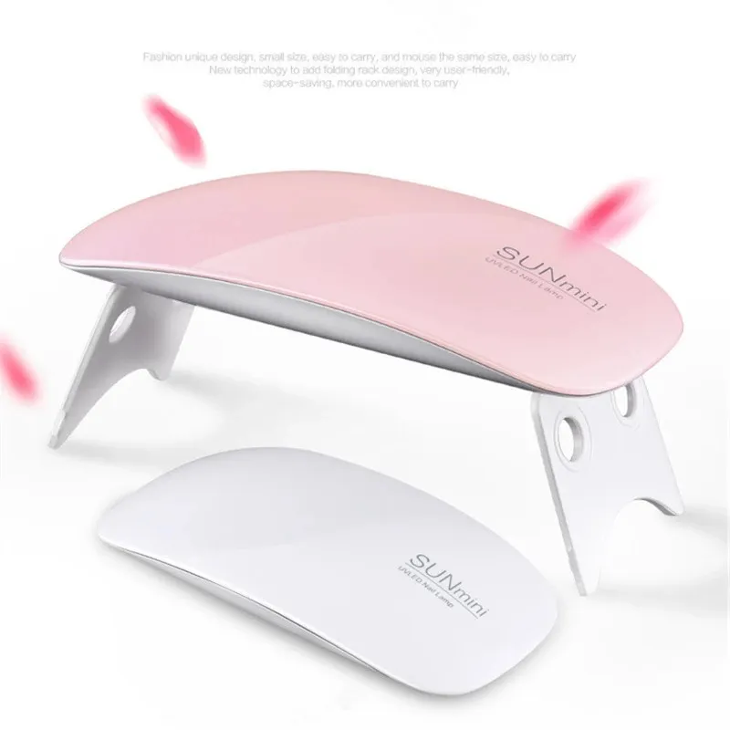 6W UV -lampor Mini Nail Dryer Machine Portable 6 LED Manicure Light Home Use Nail Lamp för torkning av naglar Polsk lack med USB -kabel