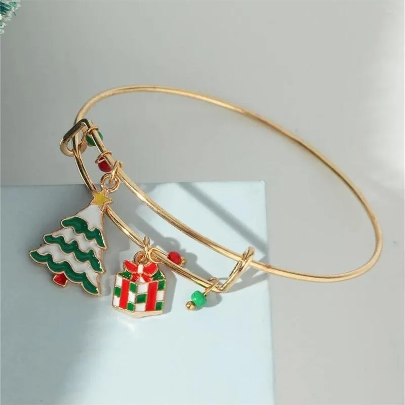 Bangle Trendy Christmas Tree Gift Pendant Bracelet Gold Retractable Adjustable Female Accessories Pulseras Mujer Brazaletes