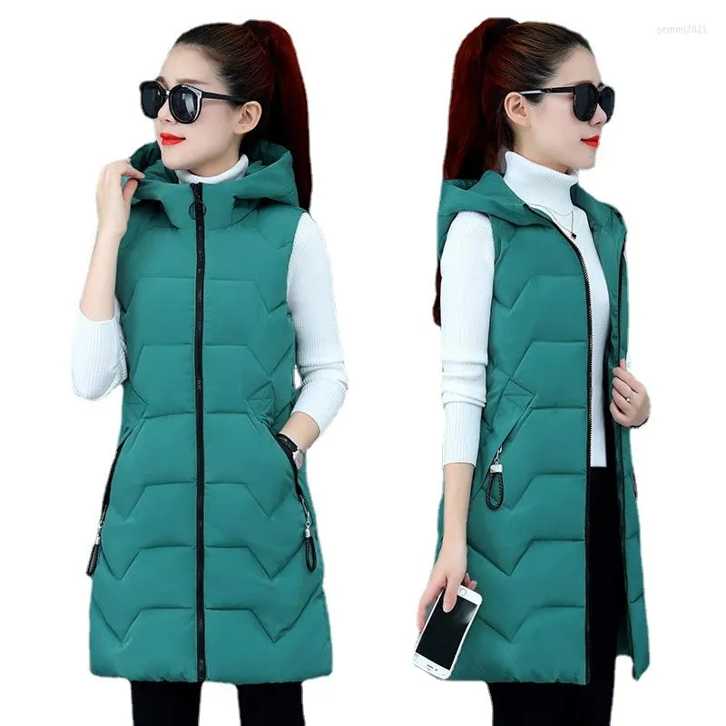 Women's Vests Waistcoat Female Sleeveless Long Vest Jacket Slim Fit Warm Puffer Coat Autumn Winter Cotton Coats Thick Women Ladies Casual