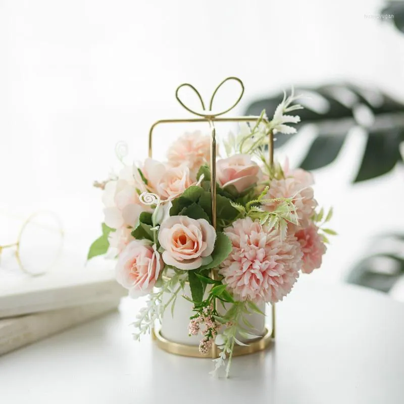 装飾的な花ヨーロッパスタイルの植木鉢セット花瓶テーブル設定装飾屋内人工住宅ルームポット結婚式の装飾