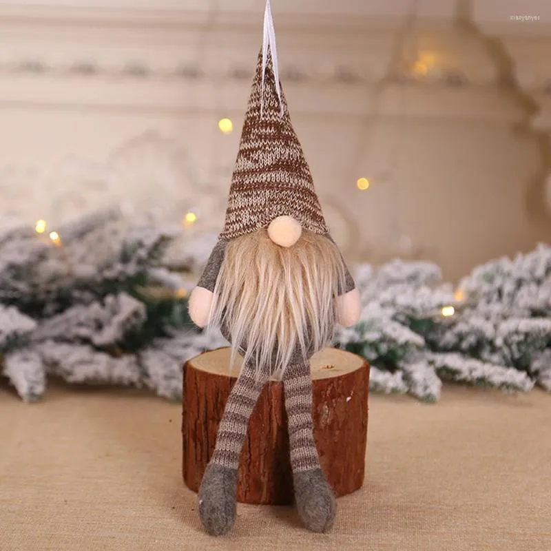 Décorations de Noël joyeuses jambes longues suédois santa gnome en peluche ornements suspendus pendants de jouets arbre à arbre de Noël