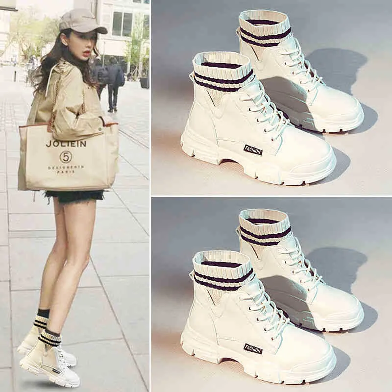 Chaussures de bowling bottes de chaussures de basket-ball femme fille martin neige coréenne de style britannique femme en cuir baskets décontractées la tendance du botte des femmes 210804