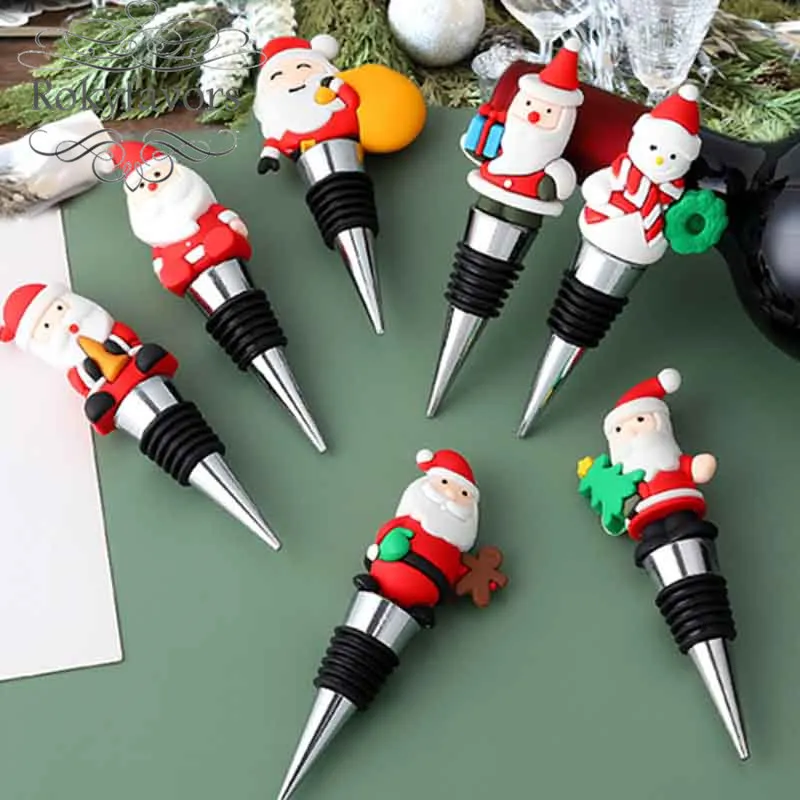 20st 7 Styles Santa Bottle Stopper Xmas Party Dusch G￤st￥terv￤nd g￥vor Holiday Keepsake Supplies Wine Stopper Kitchen Tool