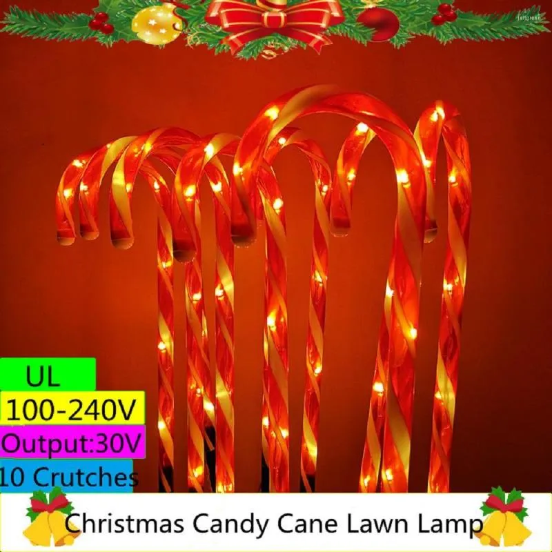 Christmas Candy Cane Landscape Light 10 Crutches Led String Fairy Lamps 53CM 60Leds EU US UK AU Power Supply