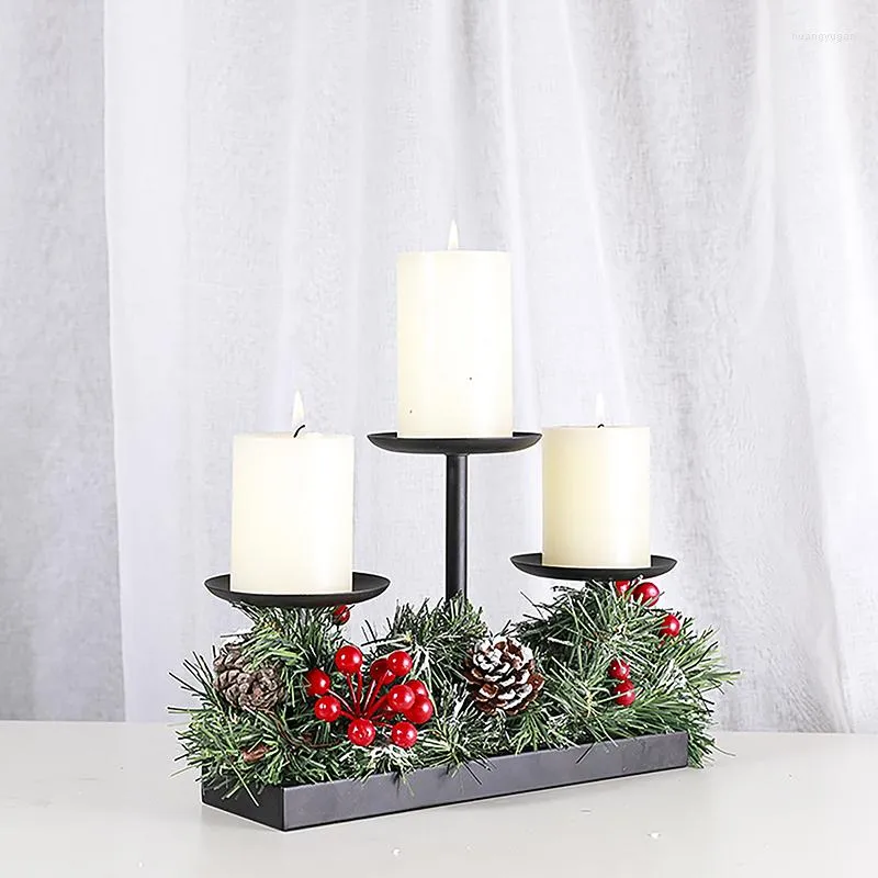 Titulares de velas metal preto 3 braços de natal stand party event tabela romântica decoração de castiola suprimentos