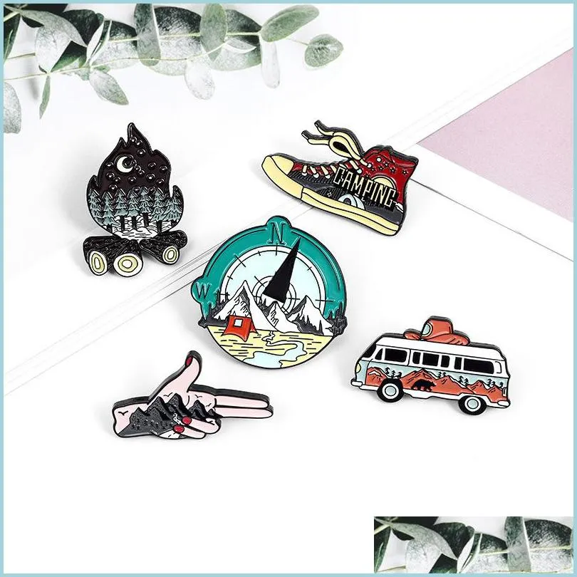 Broches Broches Vintage Bus Chaussures De Feu Broches En Émail Broche Pour Femmes Mode Robe Manteau Chemise Demin Broche En Métal Broches Badges Promotio Dhskx